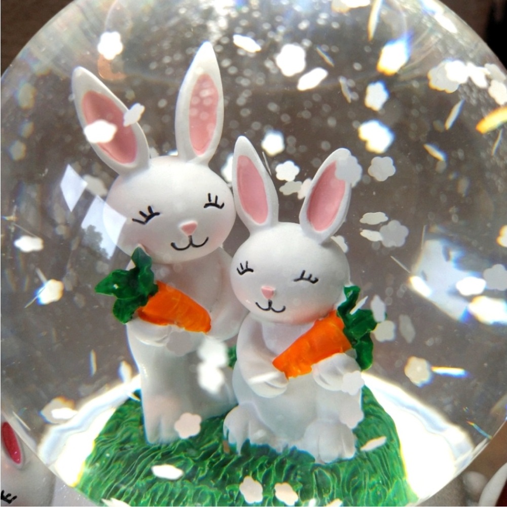 Bath & Body Works Easter Bunny 3 Wick Light Up Water Globe Candle Pedestal 8.5" - Picture 12 of 13